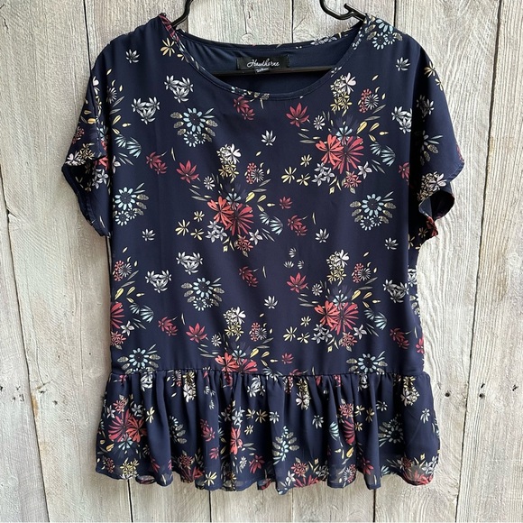 Women’s Hawthorne Peplum Short Sleeve Floral Print Blouse Size Small - Picture 1 of 4
